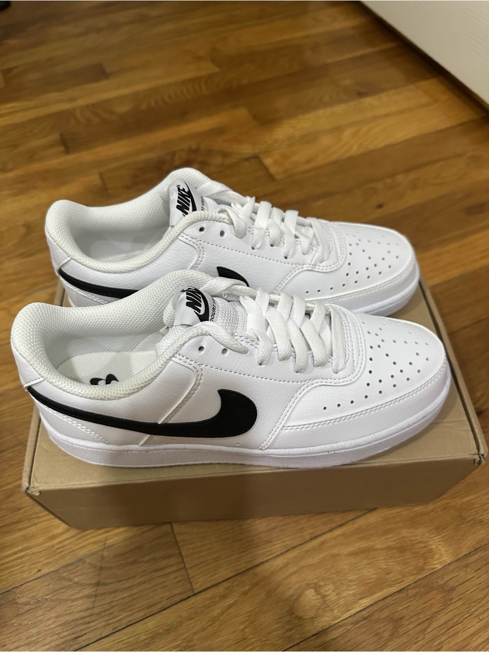 *New with Defects* Nike Court Vision Low Women White Black (DH3158-101) Size 8W